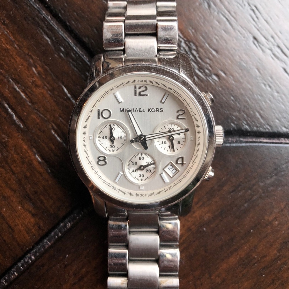 Silver Michael Kors 5076 Runway Chronograph Watch